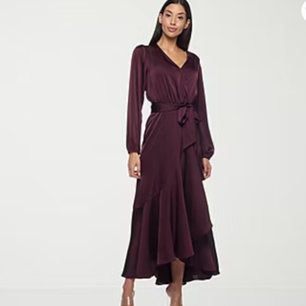 Elegant Burgundy Wrap Dress